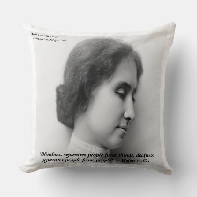 Helen Keller & beroemd doof/Blind Quote Pillow Kussen (Voorkant)