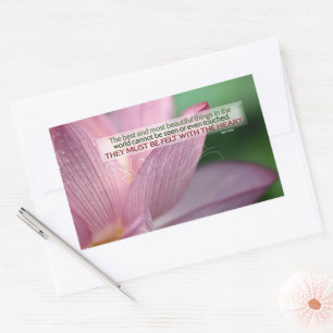 Helen Keller Inspirerend Quote "Voelde met hart" Rechthoekige Sticker