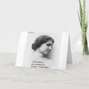 Helen Keller "Leven is Avontuur" Wijsheid Citaat C Kaart