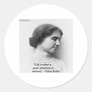 Helen Keller "Life is Adventure" Wisdom Quote Gift Ronde Sticker