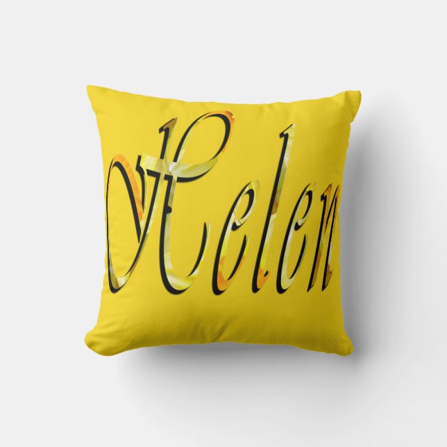 Helen, Nom Filles Logo, Coussin Jaune Jaune. (Recto)