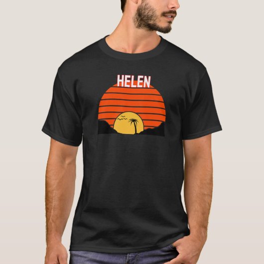 Helen Palm Tree Sunset Retro Sand Dunes T-shirt (Voorkant)