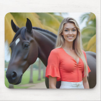 Helena en haar paard te midden van weelderig groen muismat