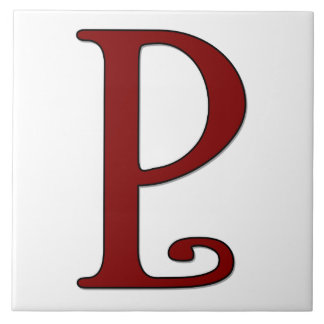 Helena Letter P in Red MonogramTile Tegeltje