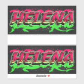 Helena prénom nom graffiti autocollant sticker (Feuille)
