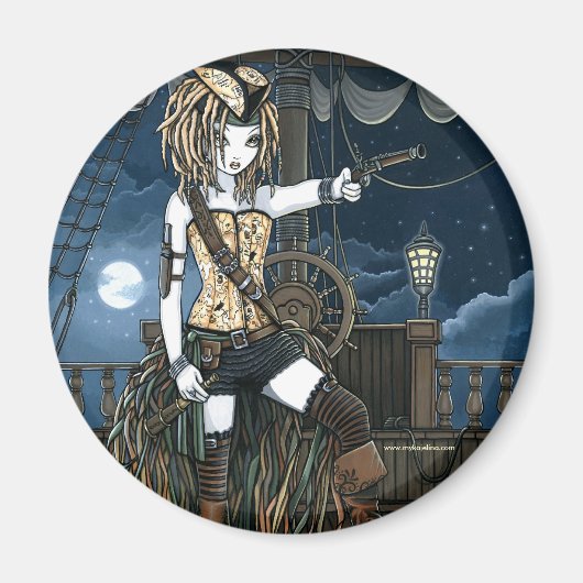 "Helena" Sky Pirate Ship Moon Fae Magnet (Devant)