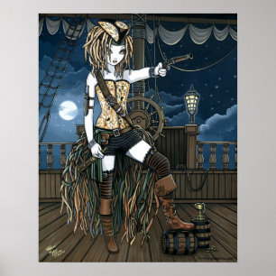 "Helena" Sky Pirate Ship Moon Fae Poster