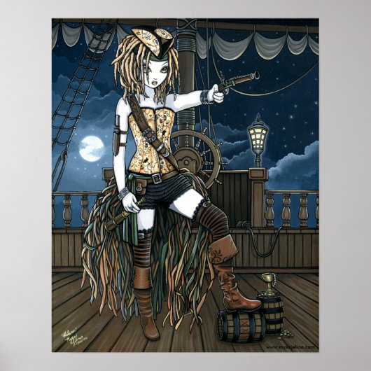"Helena" Sky Pirate Ship Moon Fae Poster (Voorkant)