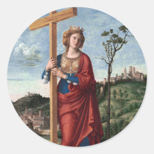 Helena van Constantinopel met het Ware Kruis Heili Ronde Sticker