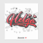 Helga red Heart Graffiti Aufkleber Sticker (Vel)