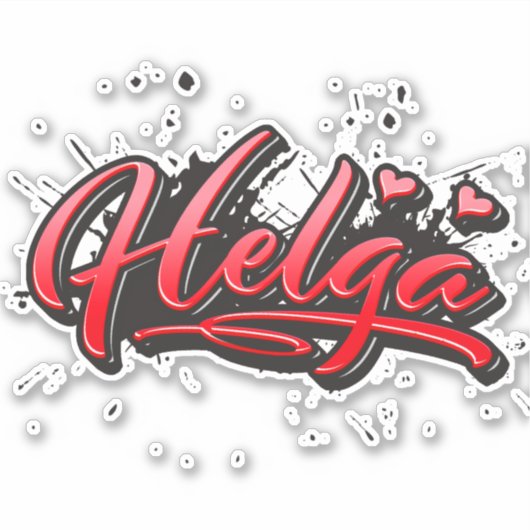 Helga red Heart Graffiti Aufkleber Sticker (Voorkant)