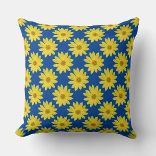 Helianthus 'Lemon Queen' Patroon - Deep Blue Kussen