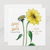 Helianthus Save the Date Mariage Faire-part (Devant / Derrière)