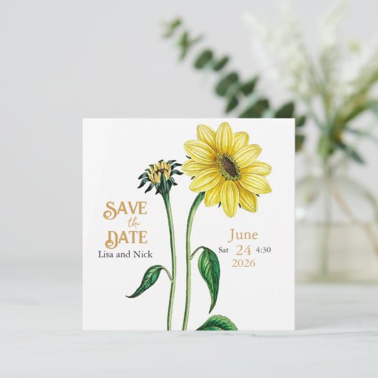 Helianthus Save the Date Mariage Faire-part (Debout devant)