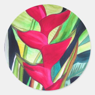 Heliconia Lobster Claw tropische waterverf Ronde Sticker