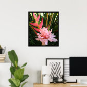 Heliconia Pink Torch Ginger Hawaiian Poster Prints (Thuiskantoor)
