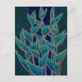 Heliconia Rostrata Tropical Flower Floral Art Blau Briefkaart