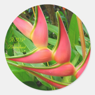 Heliconia RSVP Tropical Wedding Envelope Seals Ronde Sticker