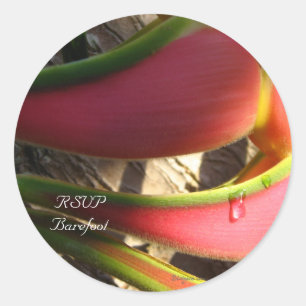 Heliconia Tropical Wedding Envelope Seals Ronde Sticker