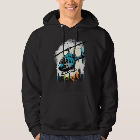 Helicopter over the city  graffiti hoodie (Voorkant)