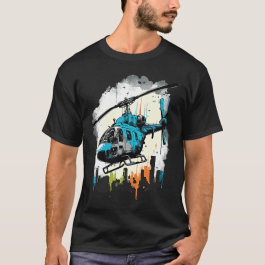 Helicopter over the city  graffiti t-shirt (Voorkant)