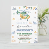 Hélicoptère gris jaune Invitations d'anniversaire (Debout devant)