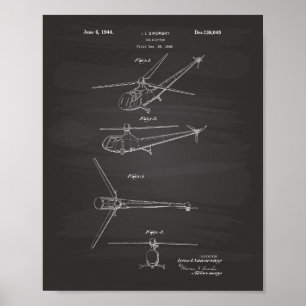 Helikopter 1944 Patent Art Chalkboard Poster