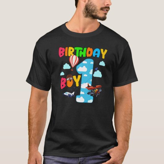 Helikopter 1ste vliegenvliegtuig van Birthday Boy T-shirt (Voorkant)