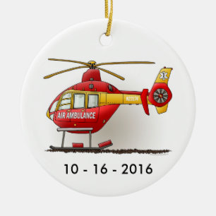 Helikopter Ambulance Air Ambulance Ornamance Keramisch Ornament