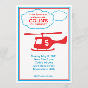 helikopter Boy Birthday Party Invitation Kaart