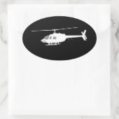 Helikopter Chopper Silhouette Flying Black Decor Ovale Sticker (Tas)