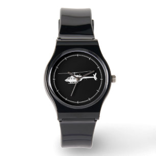 Helikopter Chopper Silhouette Flying Black Horloge