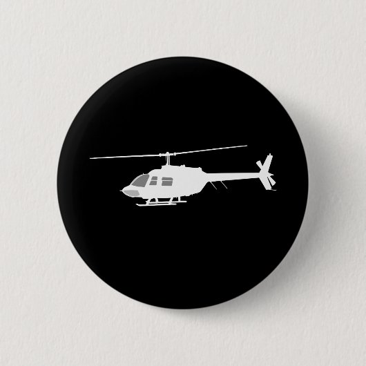 Helikopter Chopper Silhouette Flying Black Ronde Button 5,7 Cm (Voorkant)