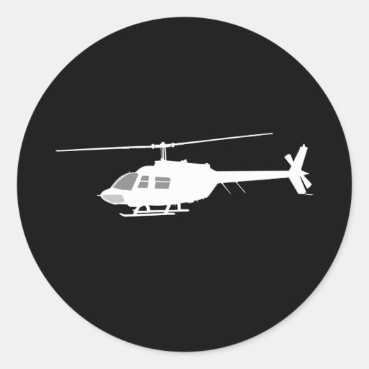 Helikopter Chopper Silhouette Flying Black Ronde Sticker (Voorkant)