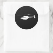 Helikopter Chopper Silhouette Flying Black Ronde Sticker (Tas)