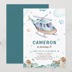 Helikopter met  blauwe Waterverf Kinderen van zate Kaart