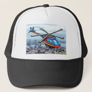 Helikopter met hoog vliegbereik over de weg trucker pet
