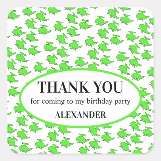 Helikopter Party Favor Bag Vierkante Sticker (Voorkant)