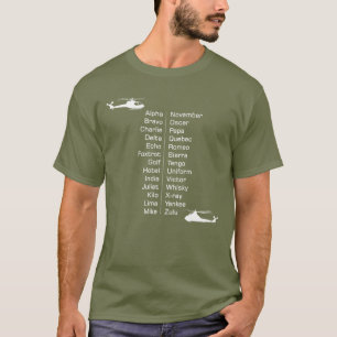 Helikopter Pilot Phonetic Spelling Alphabet Words T-shirt