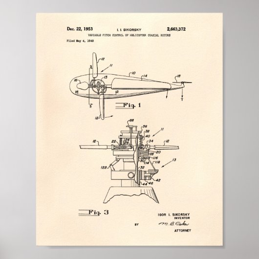 Helikopter rotors 1953 oude patent art Peper Poster (Voorkant)