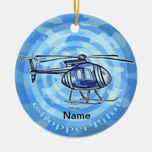 Helikopter-sieraad met blauwe lucht keramisch ornament