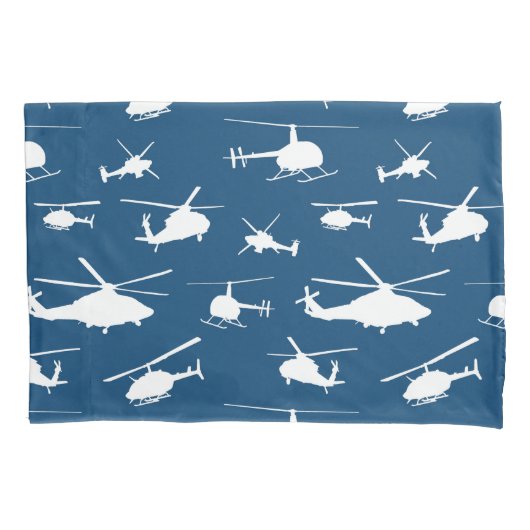 Helikopter Silhouettes // Navy Blue // Kussensloop (Voorkant)