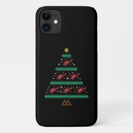 Helikopter Ugly Kerstmis Pilot Xmas Tree Gift Case-Mate iPhone Case (Achterkant)