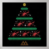 Helikopter Ugly Kerstmis Pilot Xmas Tree Gift Poster (Voorkant)