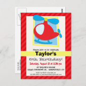 Helikopter van kind; Scarlet Red Stripes Briefkaart (Voorkant / Achterkant)