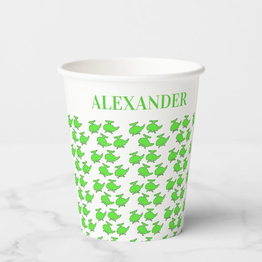 Helikopter Verjaardag Papieren Bekers (Achterkant)