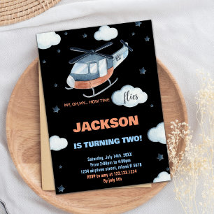 Helikopter Verjaardag Uitnodigingen Zwart BK