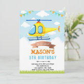 Helikopter verjaardagsfeestje uitnodiging (Staand voorkant)