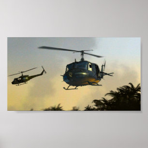 Helikopter vliegende circus Vietnam Poster