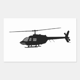 Helikopter vliegende Silhouette past kleur aan Rechthoekige Sticker